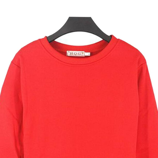 Sudadera roja unisex Sudor Casual Plain Top Pullover Cuello redondo 5XL 4XL Yuyangstore Sudadera de lana con cuello redondo