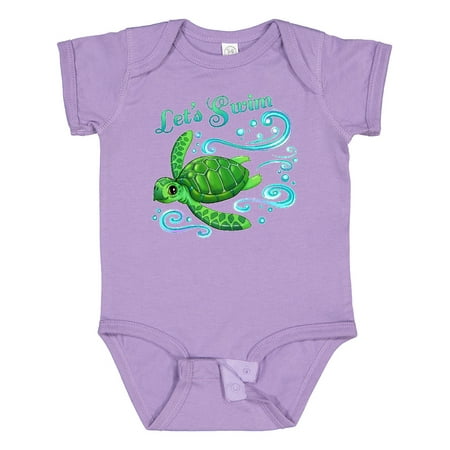 

Inktastic Lets Swim- Cute Sea Turtle Gift Baby Boy or Baby Girl Bodysuit