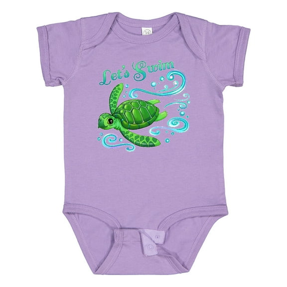 Inktastic Lets Swim Cute Sea Turtle Boys or Girls Baby Bodysuit