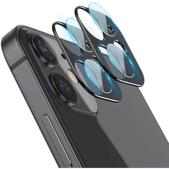 DAMAIE Protecteur d'Objectif d'Appareil Photo pour iPhone 12 Mini, Bague de Protection d'Objectif en Alliage d'Aluminium - Noir, 2 Pcs