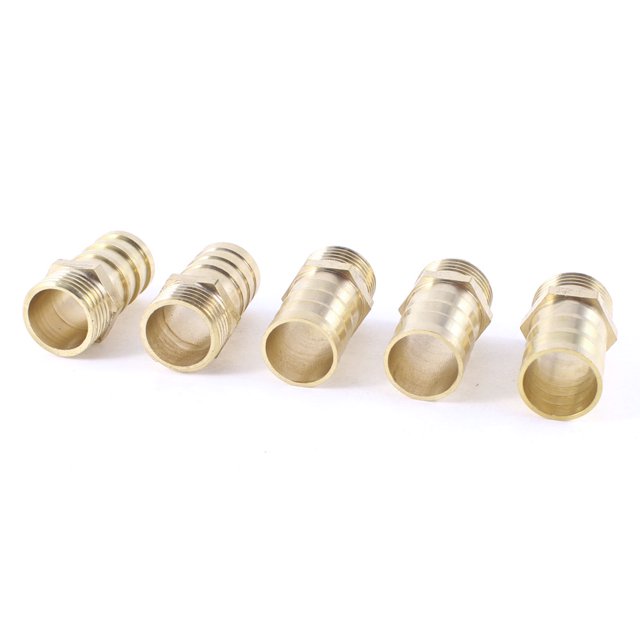 5 Pcs 1/2"PT Macho Rosca a 19mm Barbilla de Manguera Acoplador Recto de Latón 39mm de Longitud