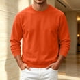 thumbnail image 6 of Mens Fleece Crewneck Sweatshirt Casual Stylish Long Sleeve Sweat Shirt Fall Winter Warm Comfy Pure Color Tops Saffron L, 6 of 6