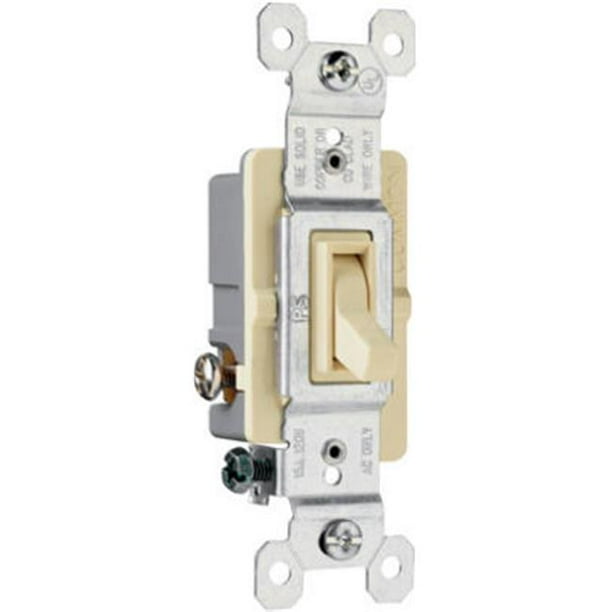Pass & Seymour 663IGTU Grounded Standard 3 Way Toggle Switch, Ivory