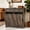 Dark Brown, variant on AHB Double Tilt Out Trash Cabinet with Drawers and Handles, Fits Two 13 Gallon Trash Bins, Kitchen Trash Can Storage Organizer, 40"L x 13"W x 36"H, Black/Light Brown Top