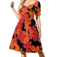 thumbnail image 2 of Hanalei Hawaiian Floral Camo Aloha Shirt Print - Red Orange & Black Sleeveless Dress loose wom's dress Dress, 2 of 7