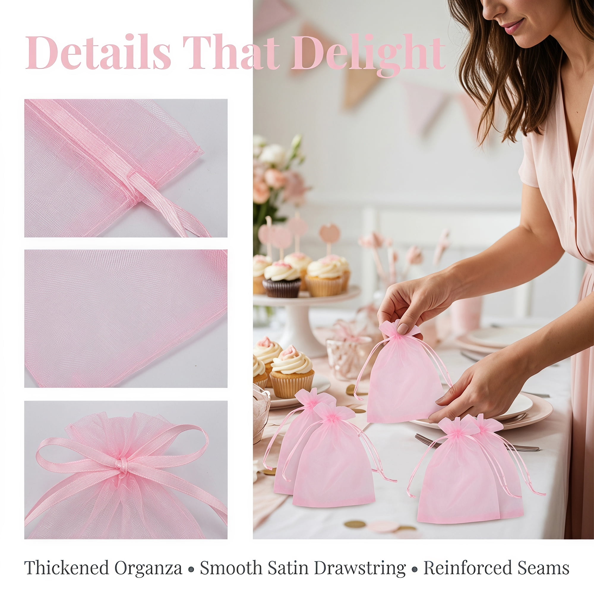 Unique Bargains Multi-Purpose Gift Bags with Handles for Events Pink 3.5" x 4.7"