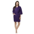 thumbnail image 1 of Turquaz Linen Thigh Length Waffle Kimono Bridesmaids Spa Robe (Purple, XXL), 1 of 5