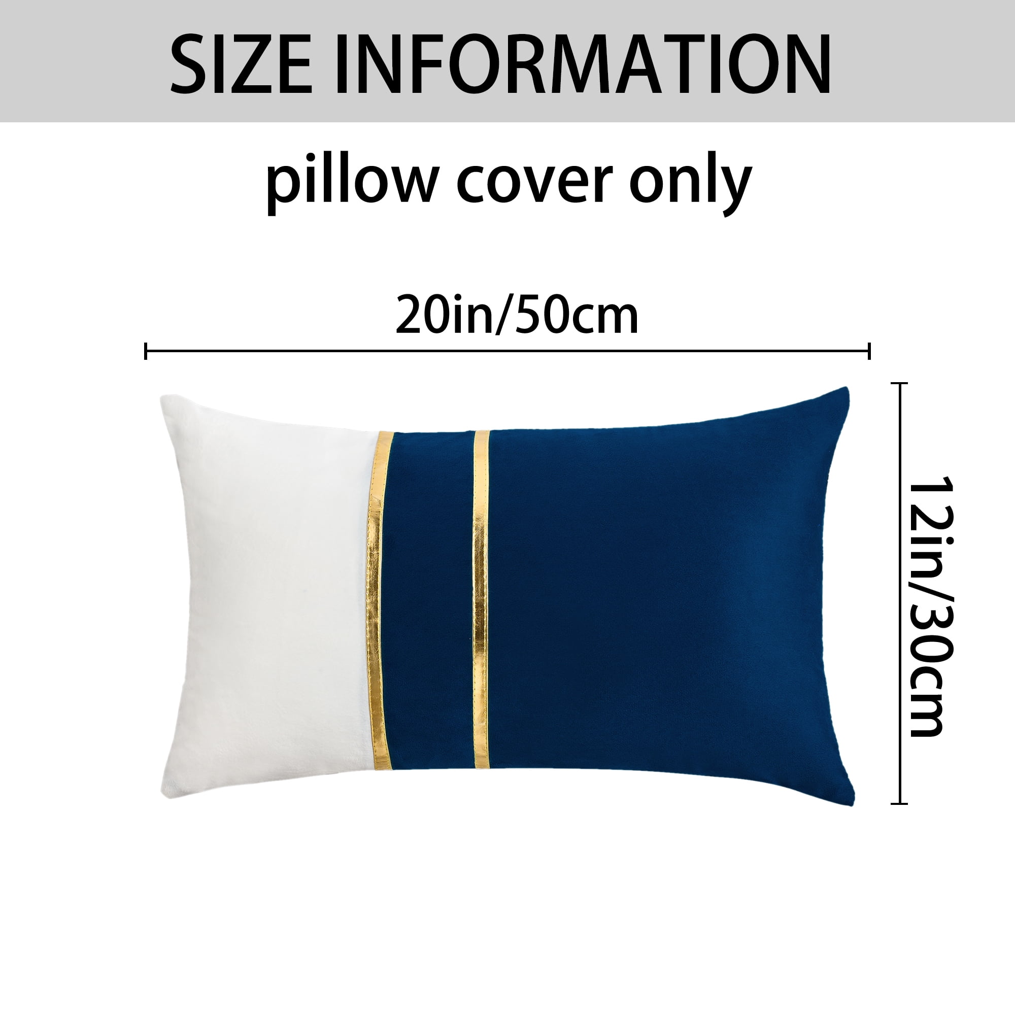 Unique Bargains Velvet Soft Square Pillow Covers Pack of 2 Dark Blue 20" x 12"