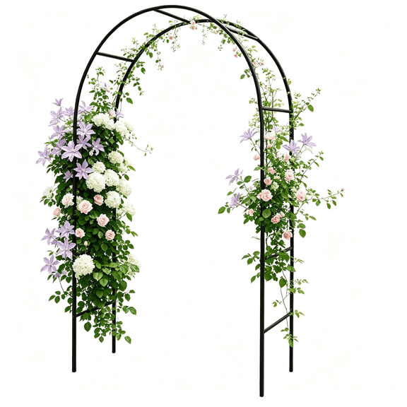 Jcaeh Metal Garden Arch Trellis for Climbing Plants, 94.5"H x 55.1"W x 15"D, Outdoor Patio Walkway Wedding Decor