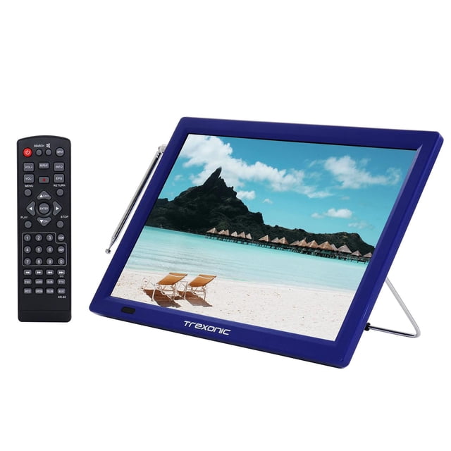 Televisor LED Portátil Trexonic Azul Recargable de 14 Pulgadas con Sintonizador Digital Integrado
