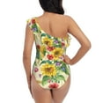 thumbnail image 5 of Easygdp Sunflower Cornflower Poppy Women's One Shoulder Ruffle Monokini Bathing Suits with Removable Chest Pad, Quick Drying - X-Large, 5 of 8