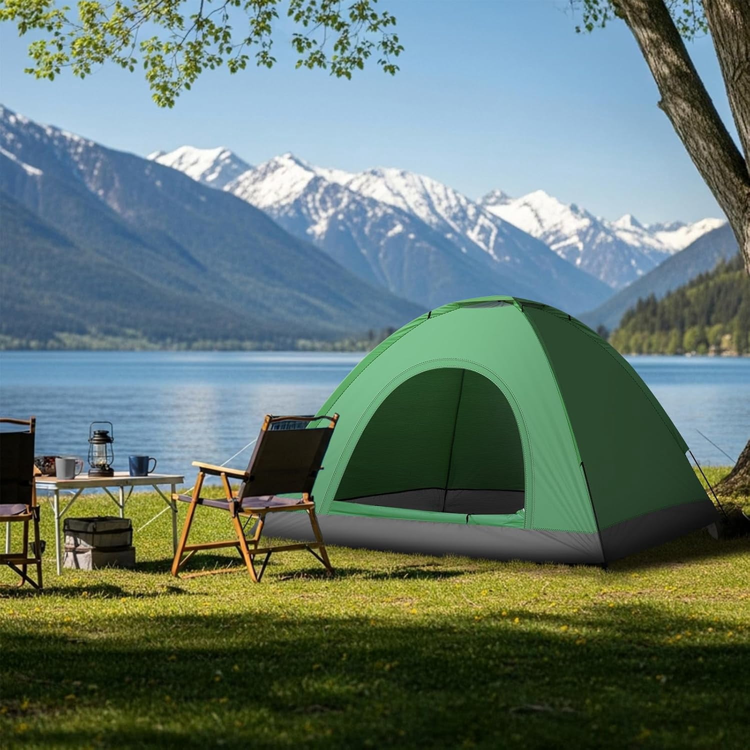 HJTER Camping Dome Tent, 1-4 Person Waterproof Windproof Easy Setup Spacious Family Tents with Carry Bag & Rain Fly for Hiking Backpacking Traveling Glamping Beach