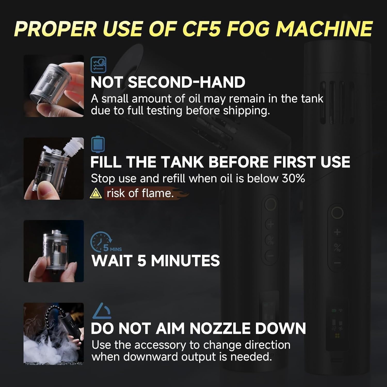 Portable Fog Machine with Magnetic RGB Color Lights Battery-Powered Portable Smoke Machine Handheld Fog Machine with Remote Control Ideal for Party Stage Effects and Atmosphere Creation