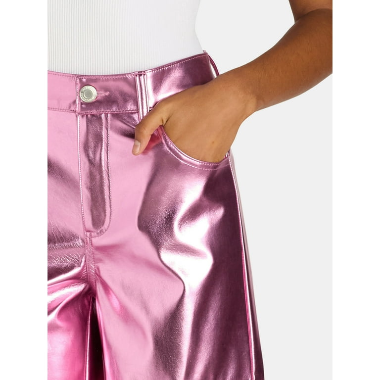 Pink metallic jeans fashion