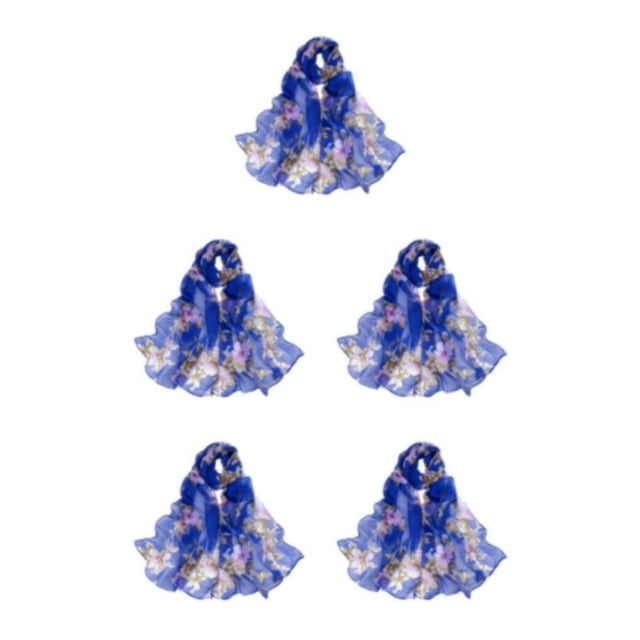 Transemion Stay Cool And Stylish With Lightweight Silk Scarf For Women Convenient And Practical Summer Scarves blue 5Set