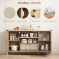 thumbnail image 5 of EastVita 59.1 inch Rattan Buffet Cabinet with Storage Boho Farmhouse Sideboard with Adjustable Shelves Drawer Doors Kitchen Coffee Bar Cabinet Oak, 5 of 7