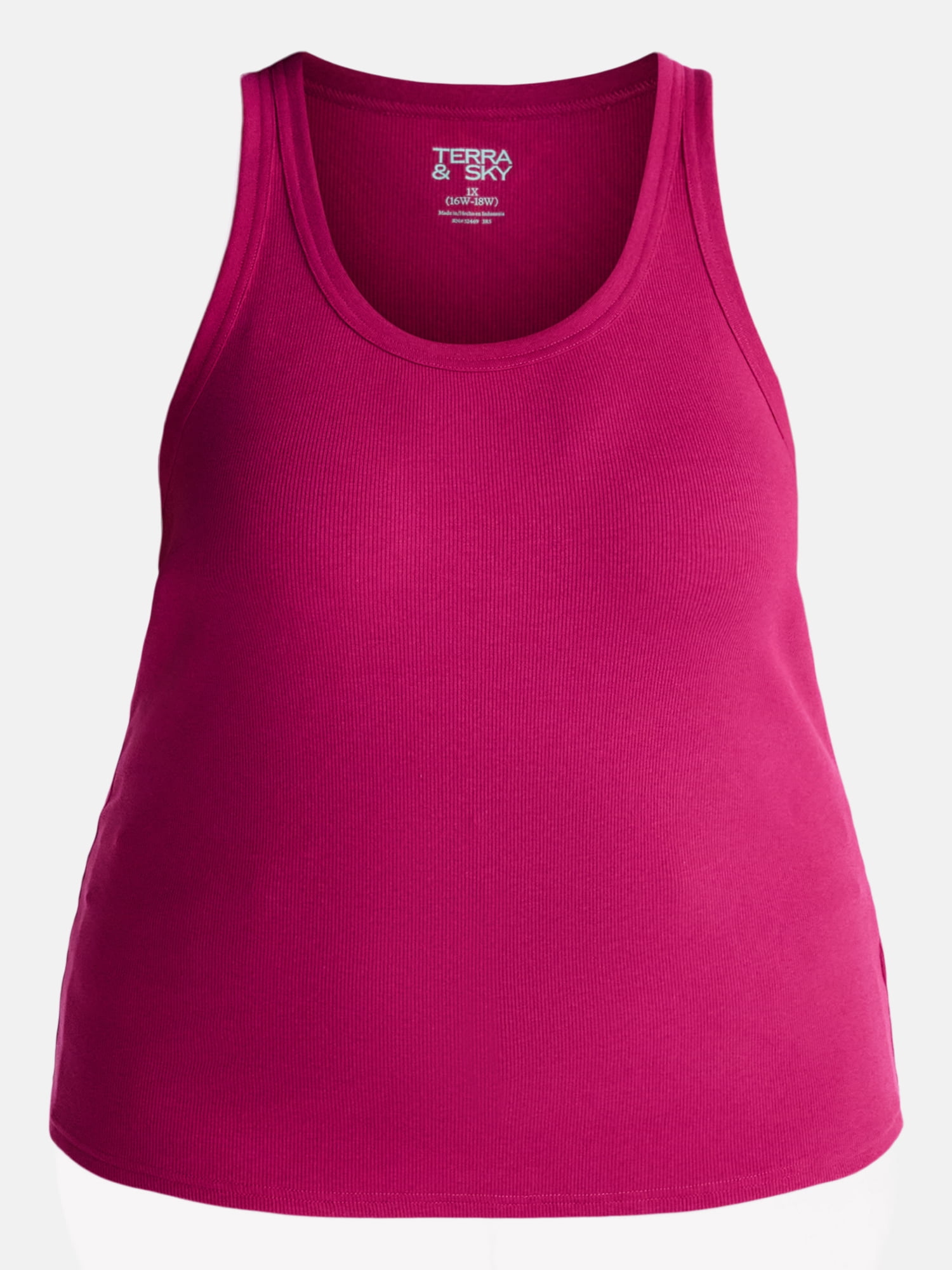Terra & Sky Women's Plus Sleeveless Ribbed Scoop Neck Tank Top, Sizes 0X-5X