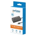 thumbnail image 2 of Hub USB Manhattan Negro 4 Puertos USB 3.2 SuperVelocidad 5 Gbps con Interruptores y Cable Integrado, 2 of 8