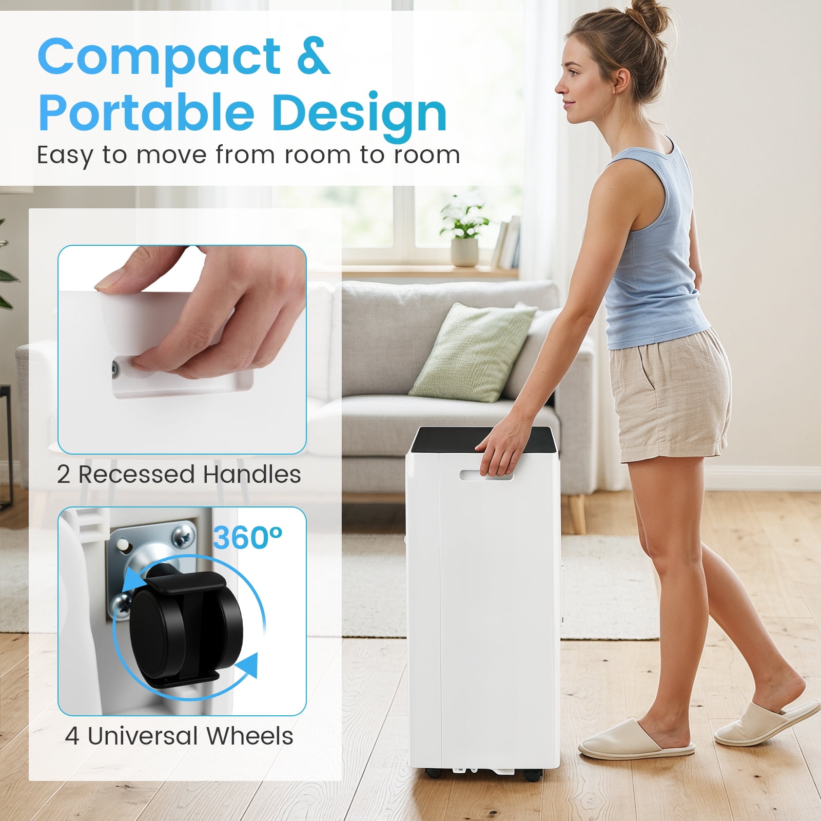 Costway 9000 BTU Portable Air Conditioner,4-in-1 Portable AC Unit with Dehumidifier, Fan
