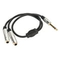 1/4 Inch Stereo Splitter Y Cable Dual Channel Aluminum Alloy 6.35mm Male Plug to Dual 6.35mm