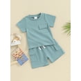 thumbnail image 3 of Suealasg 2Pcs Toddler Boys Summer Shorts Set Baby Boys Clothes Set  6M 1T 2T 3T Short Sleeve T-Shirts Tops and Elastic Waist Shorts, 3 of 9