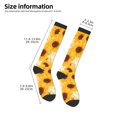 thumbnail image 2 of Xecao Vintage Marble Pattern Sunflower print thigh-high socks, crafted for both men and women with a stretchy, high-opaque design perfect for daily wear, 2 of 6
