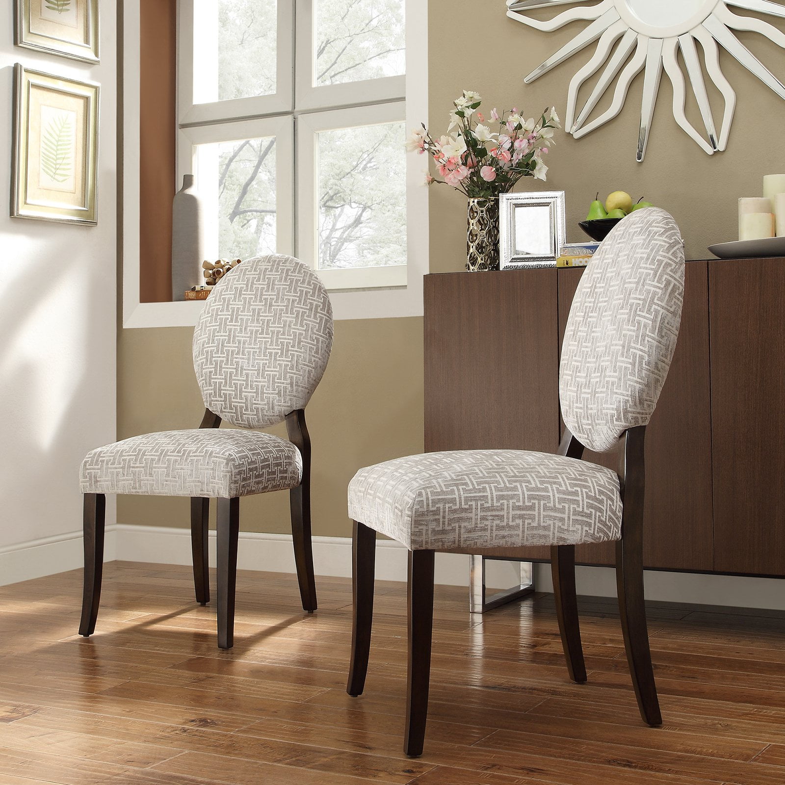 inspire q blanca round back gray chain print fabric dining chairs  set of  2  walmart