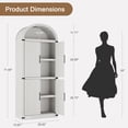 thumbnail image 3 of 72in Tall Arched Bookshelf, Modern Farmhouse Bookcase with Wood Doors, 4 Tier Open Shelf Freestanding Display Cabinet Organizer, Antique White, 3 of 7