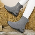 thumbnail image 5 of Gray Women Casual Boots With Suede Wedge Heel Detail And Side Zipper For Everyday Comfort And Slight Lift Perfect For Winter Fall, 5 of 9