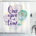 thumbnail image 1 of Once Upon a Time Shower Curtain, Retro Hot Air Balloon Hovering in Hand Drawn Clouds Sky Vintage Pattern, Fabric Bathroom Set with Hooks, 69W X 84L Inches Extra Long, Multicolor, by Ambesonne, 1 of 3