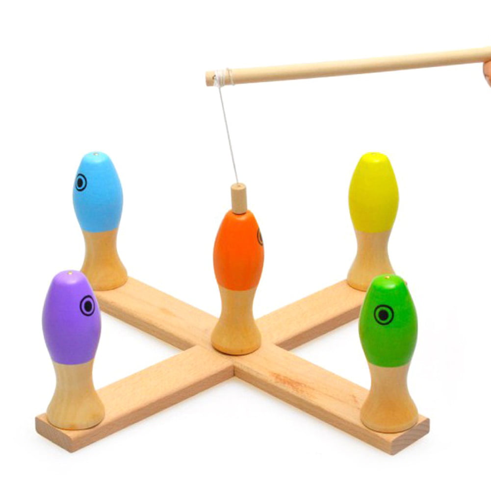 wooden toy educational multifunctional 3-in-1 game fishing bowling children gift 