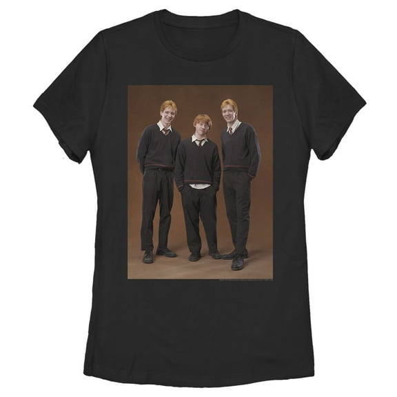 Women's Harry Potter Weasley Brothers Portrait  Graphic Tee Black X Large
