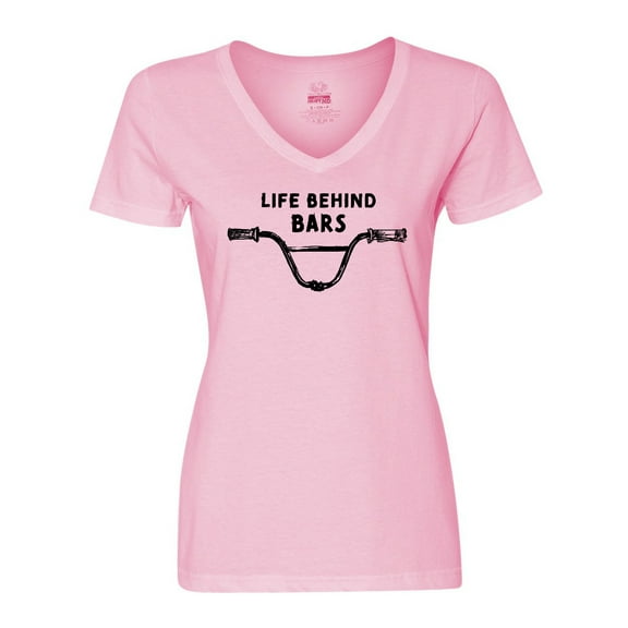 Inktastic Life Behind Bars BMX Women's V-Neck T-Shirt