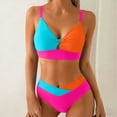 thumbnail image 2 of Yuanlook Women Bikini Sets Deep V Neck Two Piece Swimsuits Bathing Swim Suits Summer Modest Swimwear - Hot Pink - S, 2 of 6