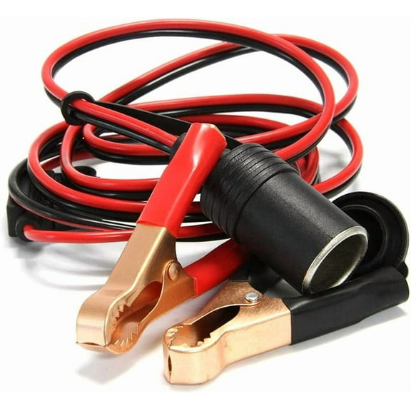 mistyhony 10FT/3m 16AWG Female Extension Cord Plug Socket with Battery Clamp 12V/ 24V Battery Clip-On and Cigarette Lighter Adapter Cable with 15A Fuse