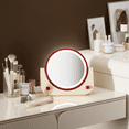 thumbnail image 4 of Miroir Cosmétique Multicolore PP+LED avec Rotation de 135°, Design Pliable et Mural, Charge Type-C, Batterie Longue Durée, Gradation Tactile Trois Couleurs pour Maison et Voyage, 21*3.7*21cm, 4 of 5