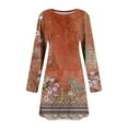 thumbnail image 4 of Clearance Savings Women's Loose Dresses Women's Fashion Round-Neck Short Sleeved Printed Pullover Dress Orange, XL, 4 of 5