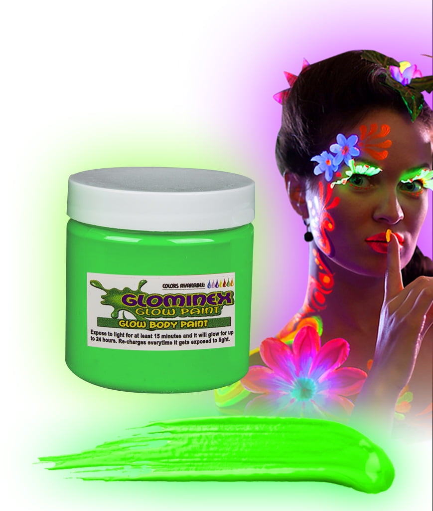 Glominex Glow Body Paint 4oz Jar Green