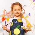 thumbnail image 2 of Yellow Lemon Blueberries DarkBlue Pattern Kids Aprons for Girls and Boys,Adjustable Neck Strap Toddler Aprons for Kids Cooking Baking, 2 of 6