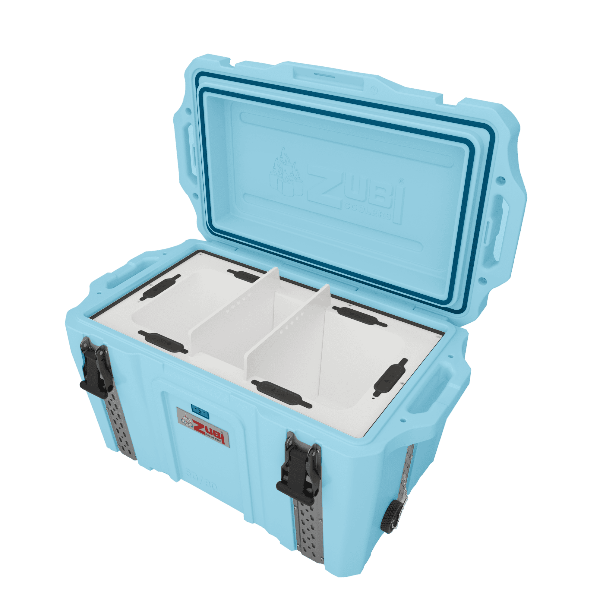 Rotomolded Hard Sided 96 Can Dual Function Cold/Hot Ice Chest Cooler 50/80 Qt 2 Sizes in 1 for Camping and Outdoor Blue by ZUBI COOLERS