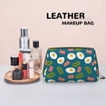 thumbnail image 4 of Cartoon Bacon Omelette Print Makeup Bag, Large Capacity Travel Cosmetic Bag for Women Girls- Travel Toiletry Bag Leather Portable Waterproof Makeup Case Organizer with Handle, 4 of 4