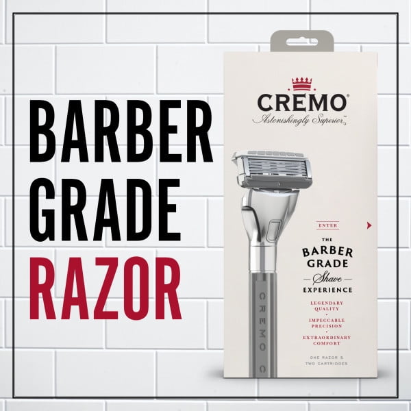 Cremo Barber Grade Razor & Durable Steel Razor Refill Cartridges Variety Pack