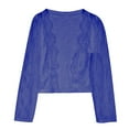 thumbnail image 4 of Women's Lace Shrugs 3/4 Sleeve Sheer Floral Cardigans Open Front Crochet Elegant Bolero Tops for Dresses Blue, M, 4 of 7