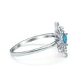 thumbnail image 2 of Cluster Starburst Opal Ring Round Lab Created Blue Opal 925 Sterling Silver Size 6, 2 of 6
