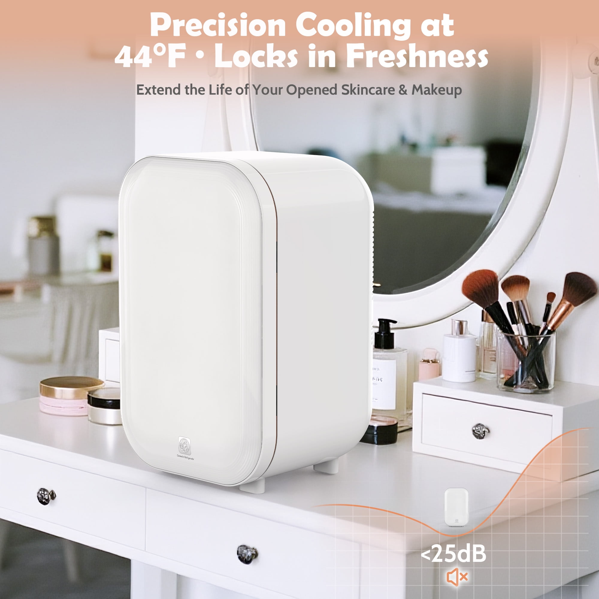 Advwin 22L Mini Skincare Fridge, Personal Beauty Makeup Cosmetics Small Refrigerator for Bedroom, Dorm, White