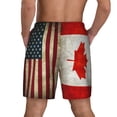 thumbnail image 2 of Mens America Canada Flag Swimming Trunks with Compression Liner Beach Quick Dry Swim Shorts, 2 of 6