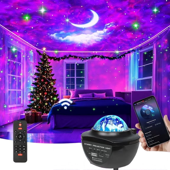 Galaxy Star Projector Light, Ambient Mood Light with Remote Control and Bluetooth Speaker for Bedroom Living Room Party Ambient Decor