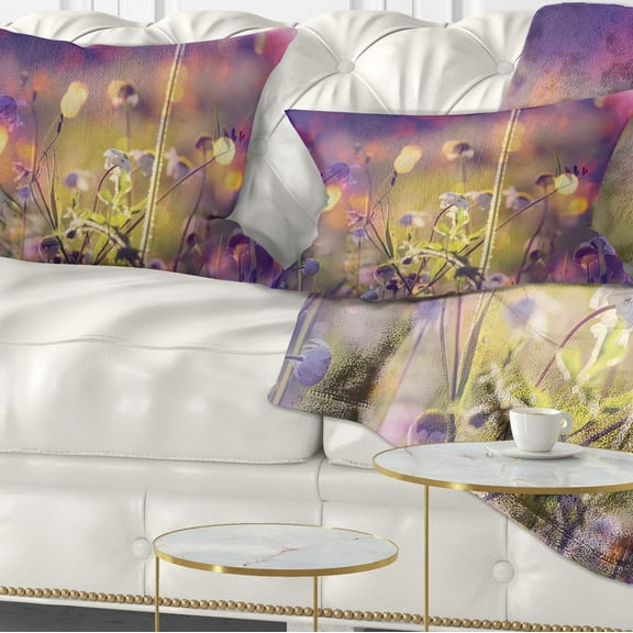 Designart 12" x 20" Purple Polyester Throw Pillow