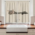 thumbnail image 2 of Ambesonne Animal Kitchen Curtains, Lazt Sleepy Cat, 55"x45", Grey Beige, 2 of 3