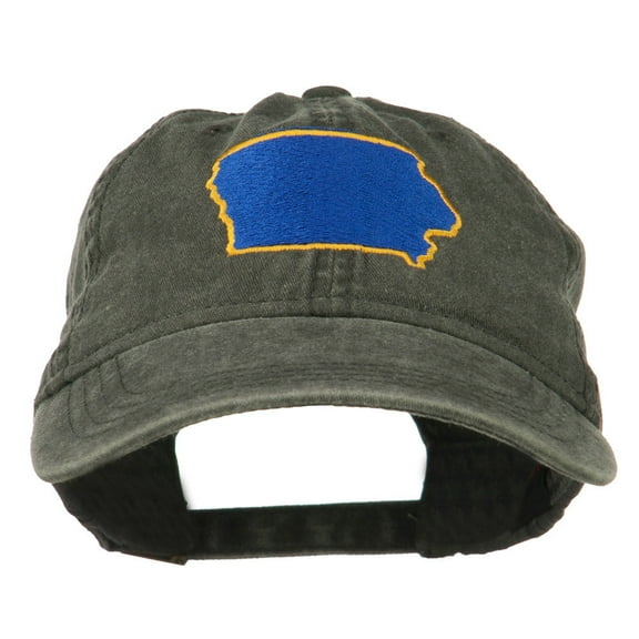 Iowa State Map Embroidered Washed Cap - Black OSFM